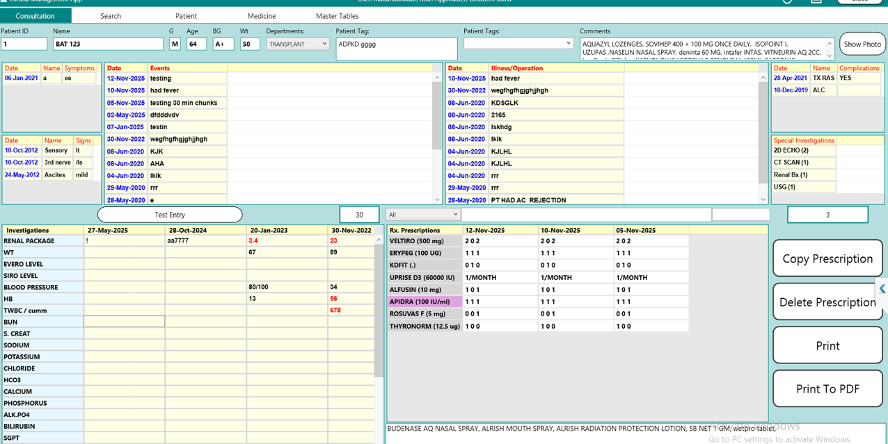 Clinical management application from the Leadows professional profile